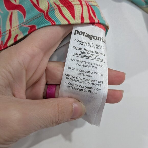 Patagonia Patterned Zip Up Rashguard Top Pink Turquoise Size 3T - Picture 3 of 4